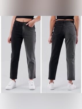 Hollister Curvy High Rise Mom Jeans Black / Gray Vintage Stretch Size 25